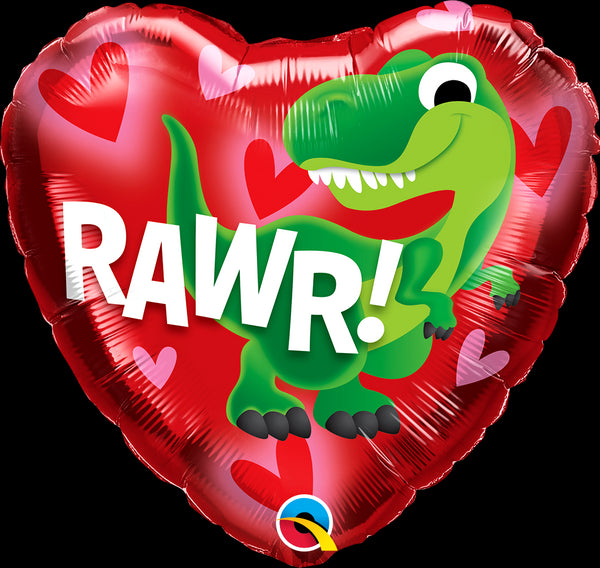 18" HEART FOIL DINO-RAWR